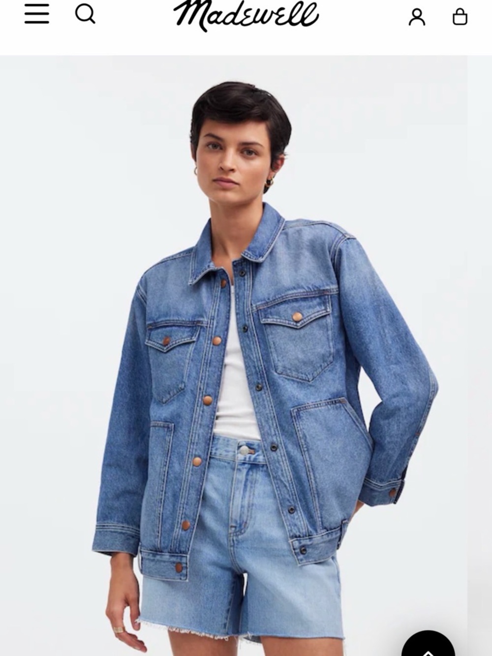 Madewell Oversized Denim Jacket in Medium Blue